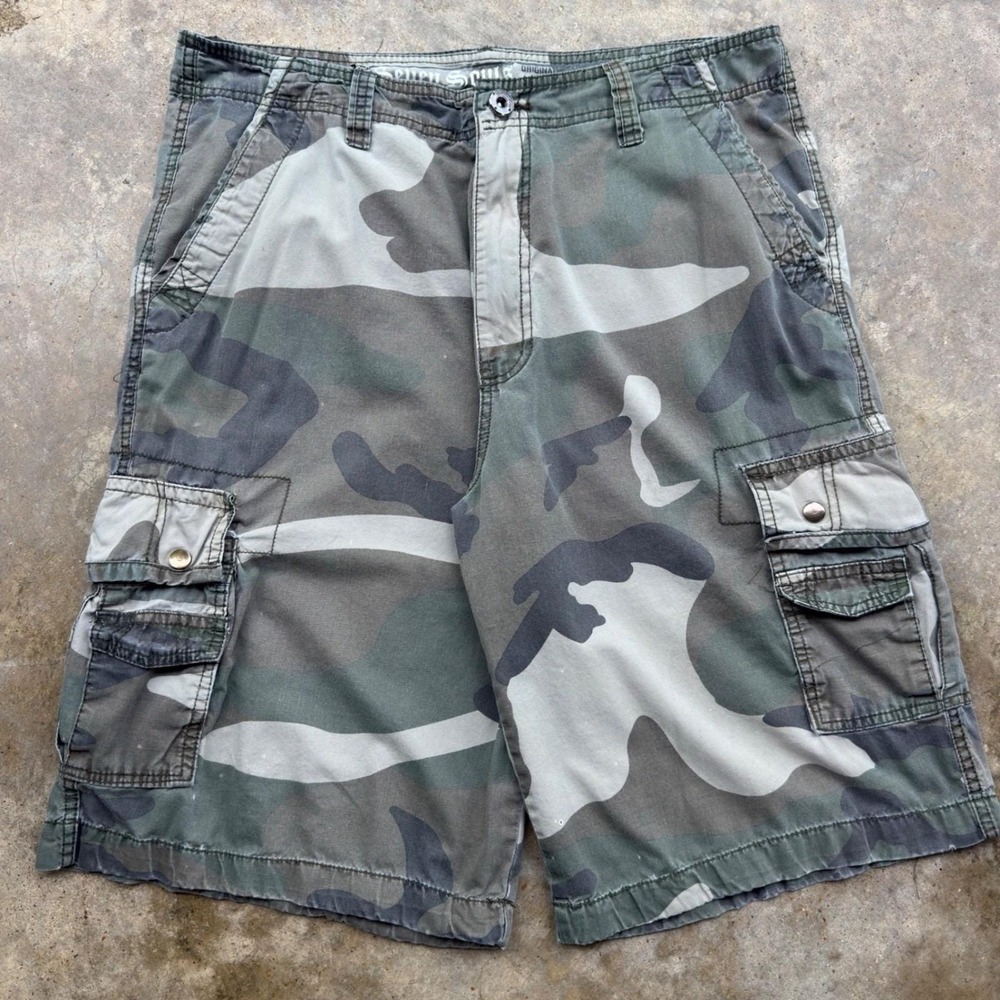 Vintage Y2K Abercrombie & Fitch Camo Cargo Short Exact Style Green 34 (d5)